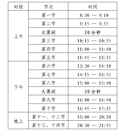 深圳大学上课时间表
